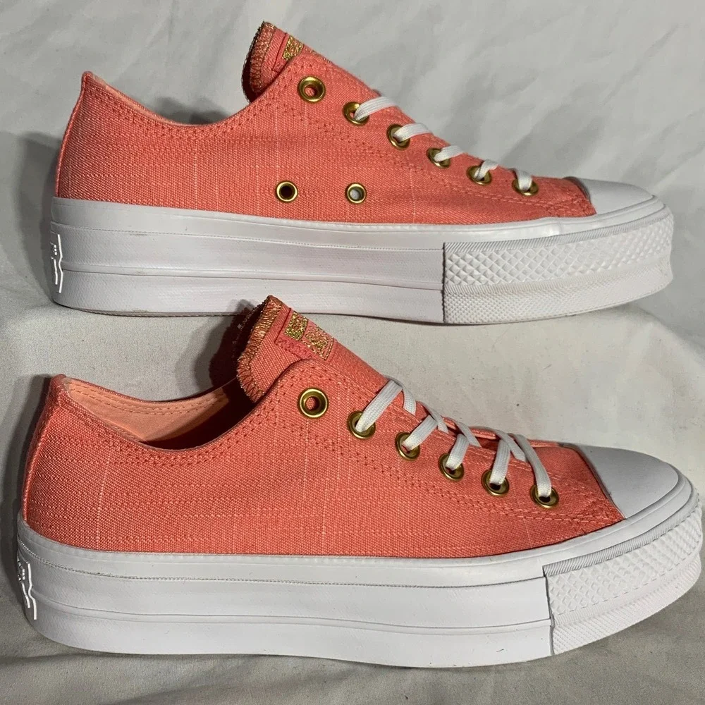 NEW Converse CTAS LIFT OX Orange White Platform Sneakers Size 8